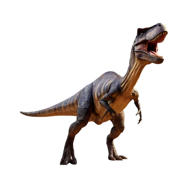 Carnotaurus dinosaur roaring isolated on white background