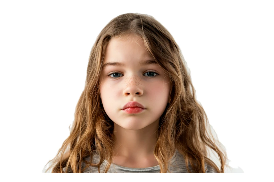 Portrait of a young girl with long wavy hair