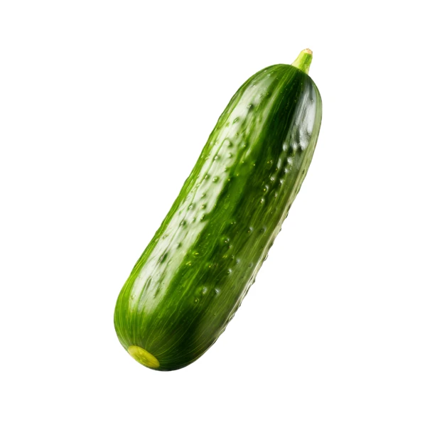 Single fresh green cucumber isolated on white background