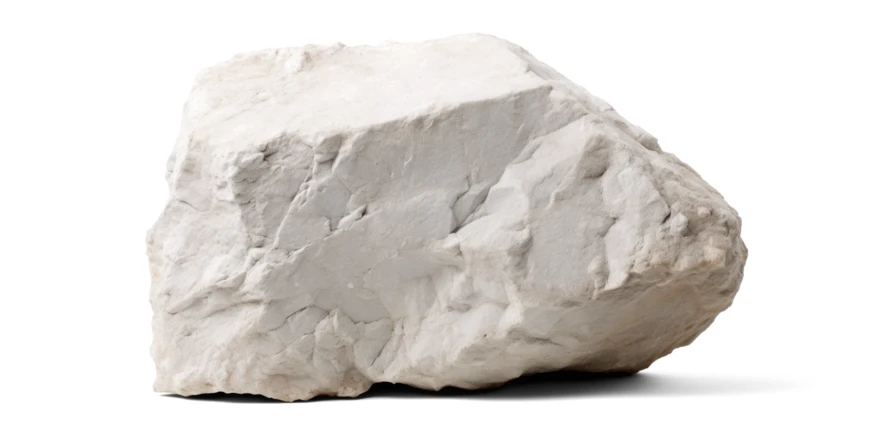 Rough light grey stone isolated on white background