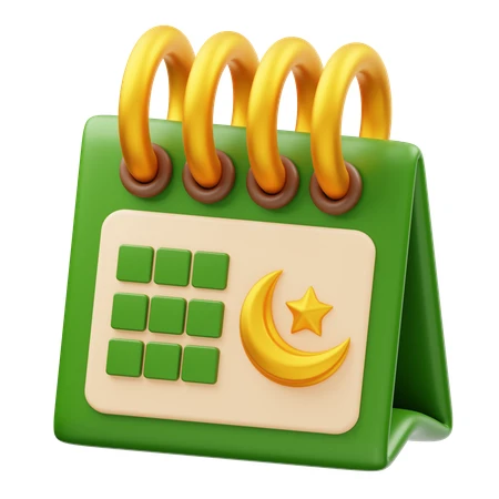 Green Desk Calendar with Monthly Grid 3D