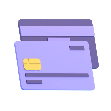 Purple credit cards 3D render icon on white background