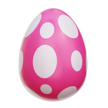 Pink Easter egg with white polka dots isolated on white