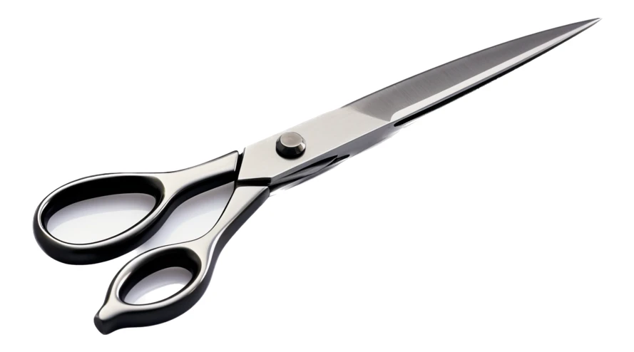 Professional stainless steel scissors isolated on white background