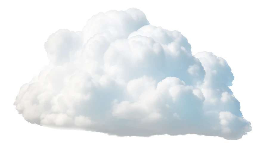 Single fluffy white cumulus cloud isolated on white background