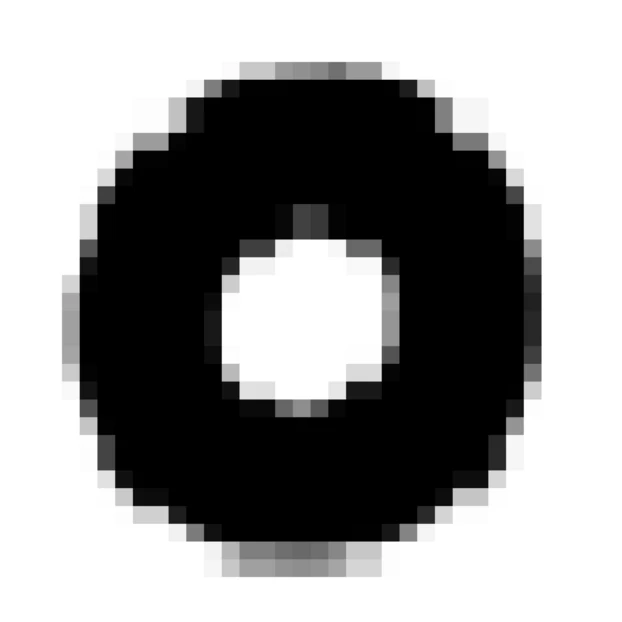 Pixelated black letter O or number zero icon