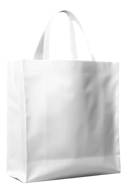 Plain white reusable tote bag isolated on white background