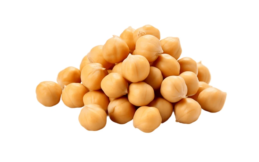 Pile of cooked chickpeas isolated on white background