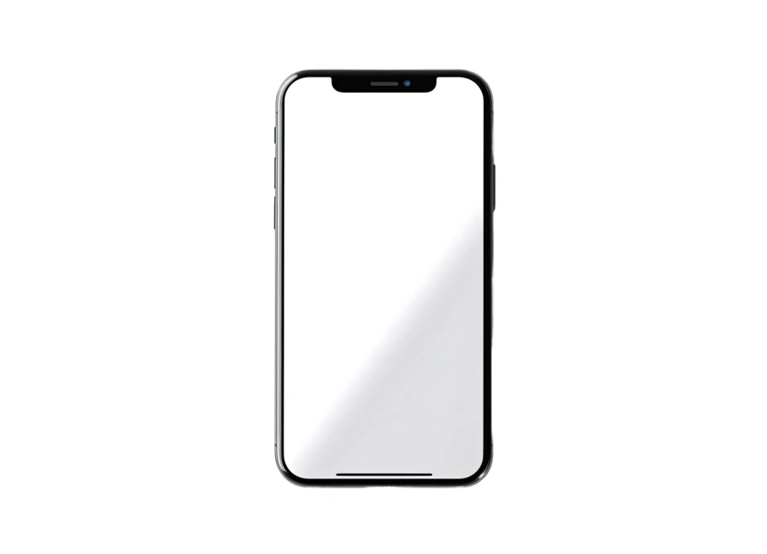 Modern smartphone with blank white screen isolated on white background