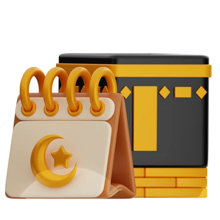 Calendar with Kaaba Background 3D