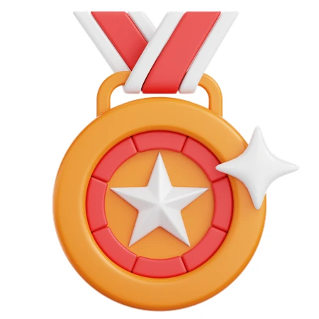 3D illustration of a gold award medal with a star