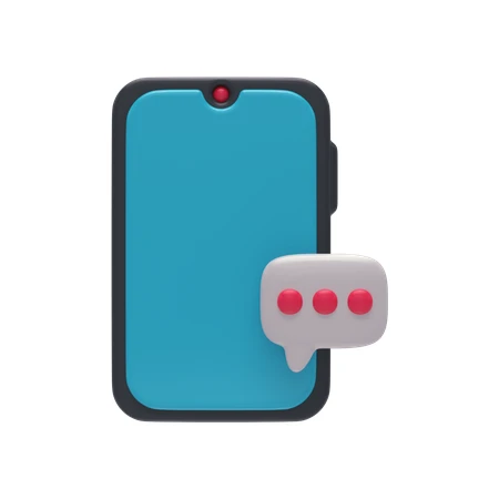 3D smartphone icon with speech bubble on white background