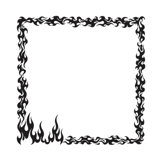 Black flame border square frame vector illustration