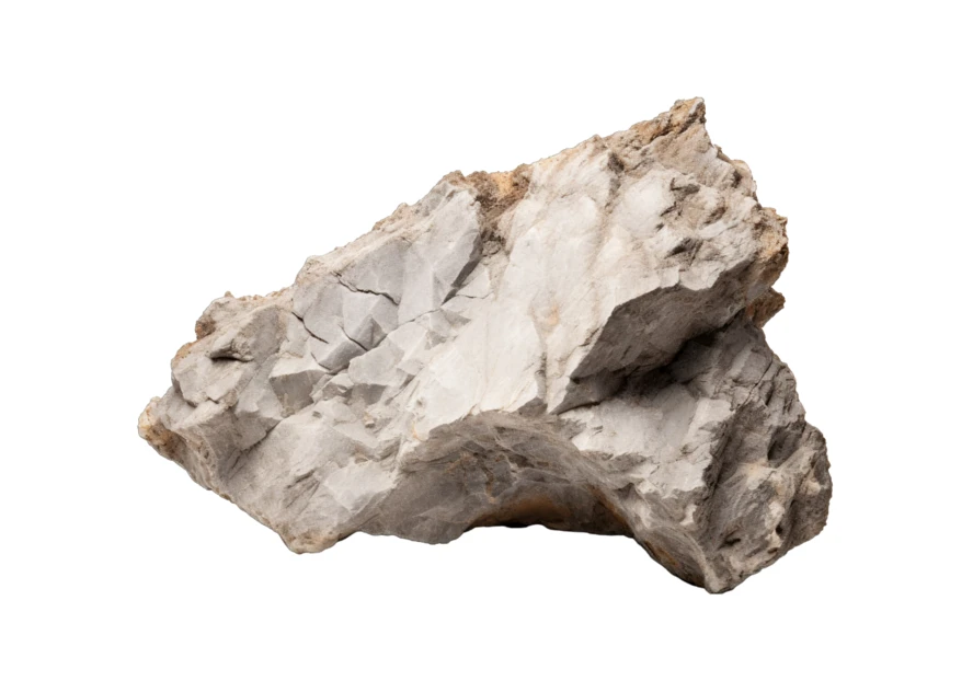 Large rugged gray rock isolated on white background