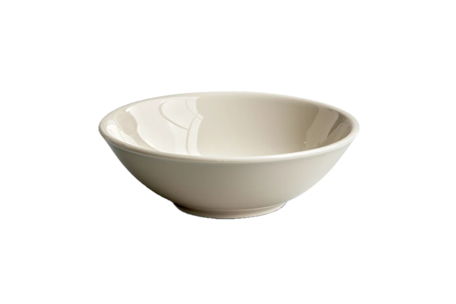 Empty beige ceramic bowl isolated on white background