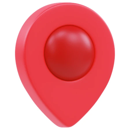 3D red location pin icon isolated on white background