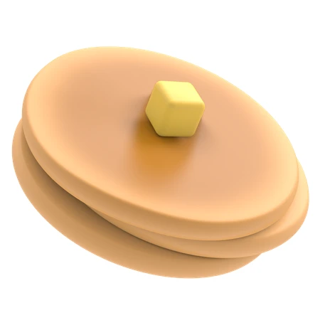 3D illustration of a stack of pancakes with butter