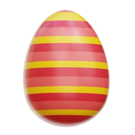 Red and yellow striped Easter egg isolated on white background