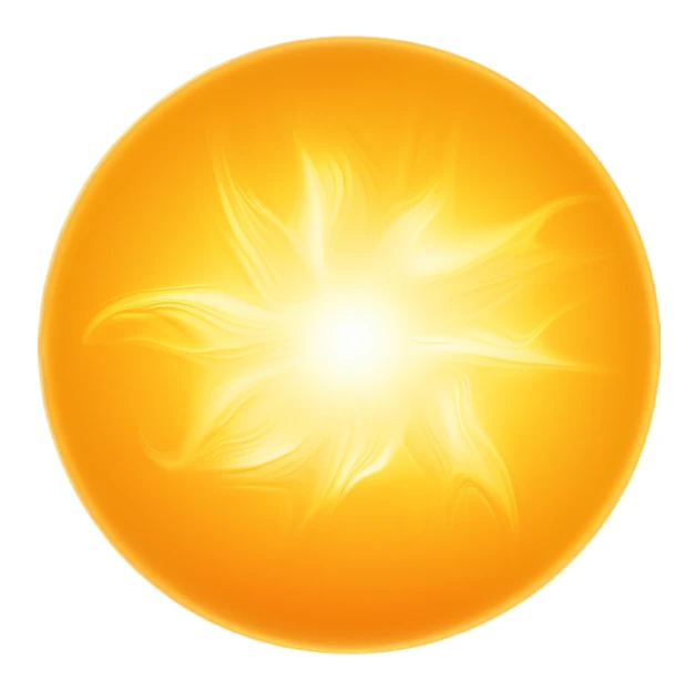 Glowing orange sun orb isolated on white background