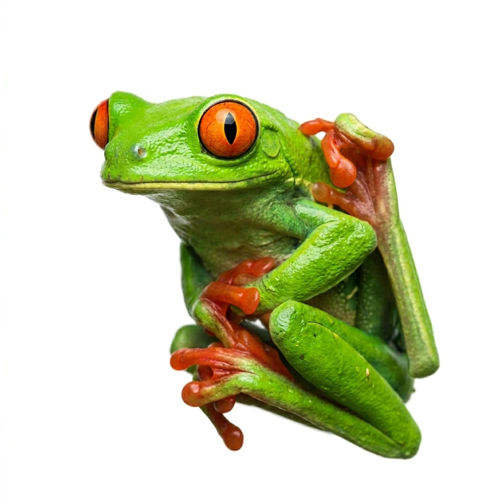 Red-eyed tree frog isolated on white background
