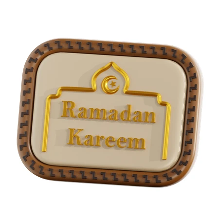Ramadan Kareem Sign on Decorative Board 3D