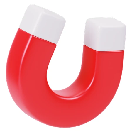 3D red horseshoe magnet icon isolated on white background