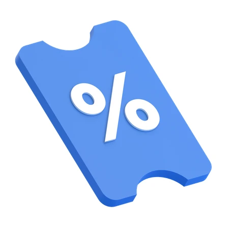 3D blue discount coupon icon with white percentage sign