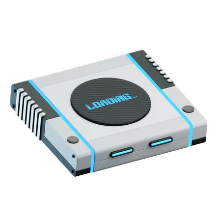Futuristic gaming console or electronic device with loading display