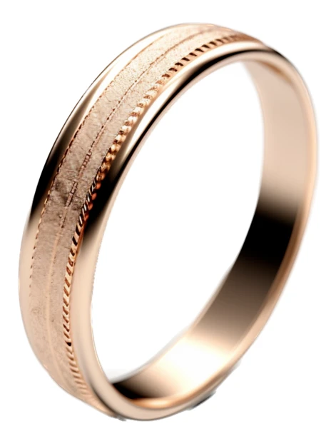Rose gold wedding band with brushed finish and milgrain detail