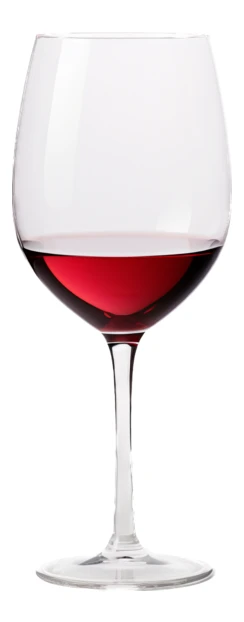 Single glass of red wine isolated on white background