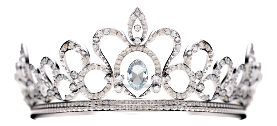 Elegant diamond and blue gemstone tiara on white background