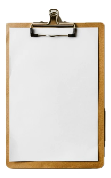 Wooden clipboard with blank white paper isolated on white
