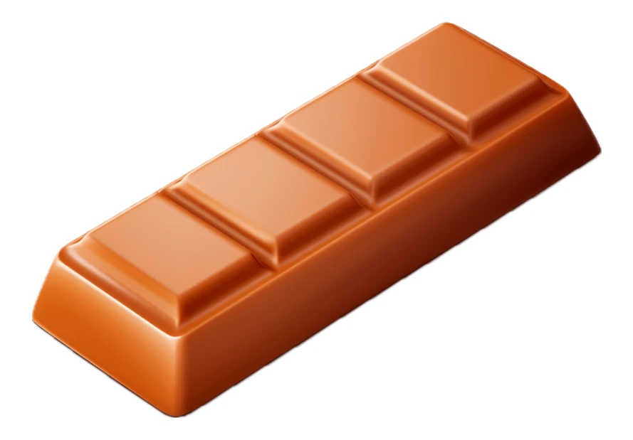 Milk chocolate bar with four segments isolated on white