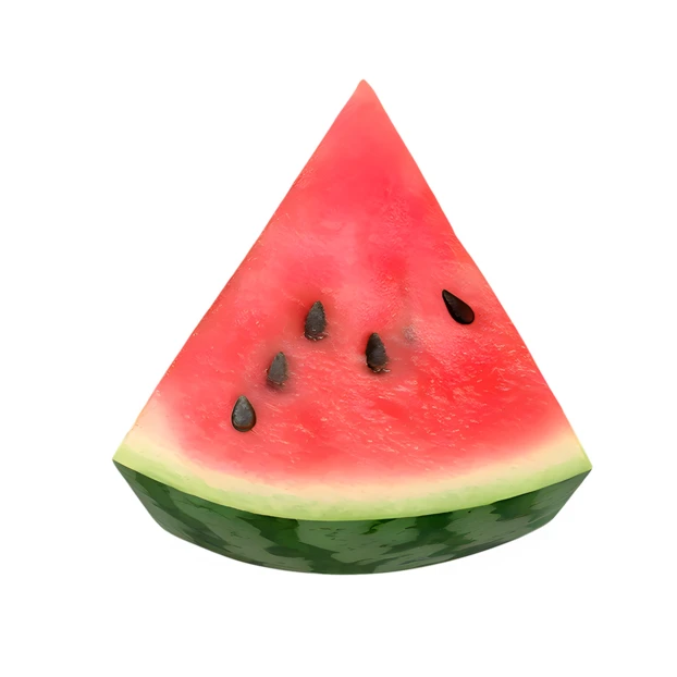 Slice of fresh red watermelon isolated on white background