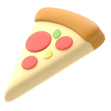 3D cartoon pepperoni pizza slice illustration on white background