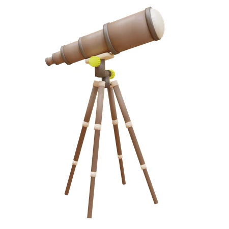 Brown Telescope on Tripod 3D Icon