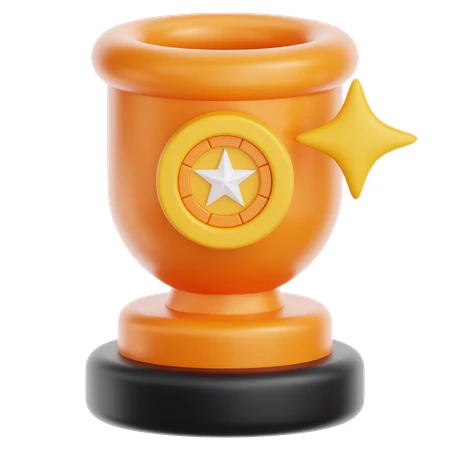 3D golden trophy cup icon with star emblem