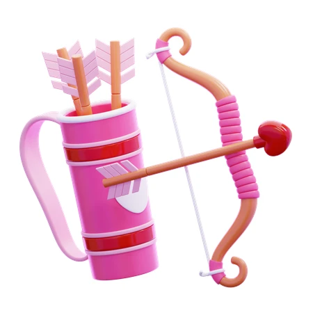 3D render of a pink Cupid bow and arrow set