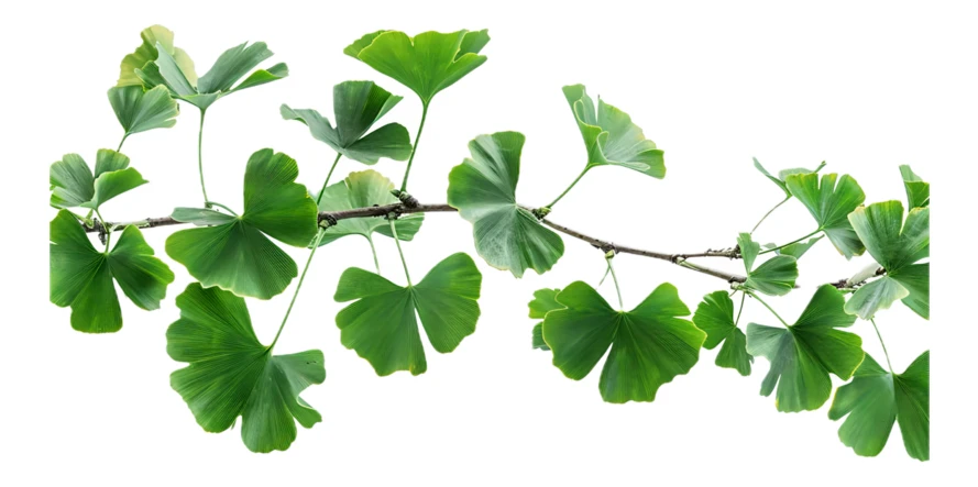 Green Ginkgo Biloba branch isolated on white background