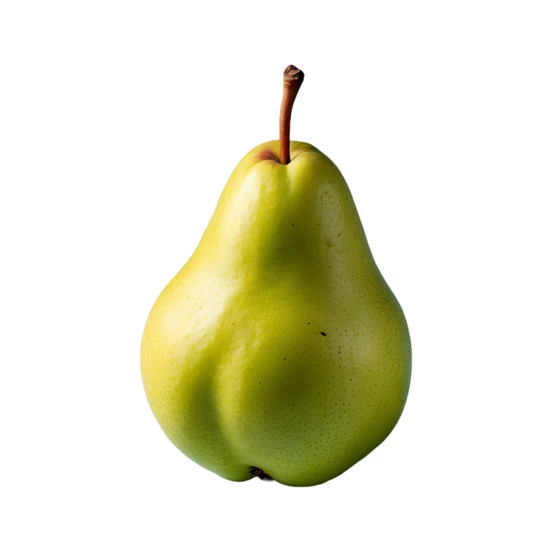 Single fresh green pear isolated on white background