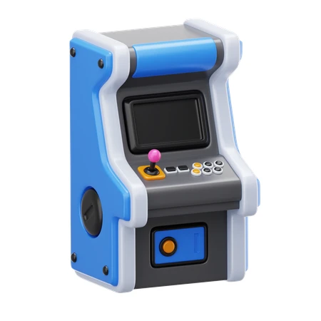 3D illustration of a blue retro arcade game machine
