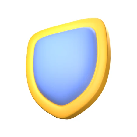 3D blue and yellow shield icon for security and protection