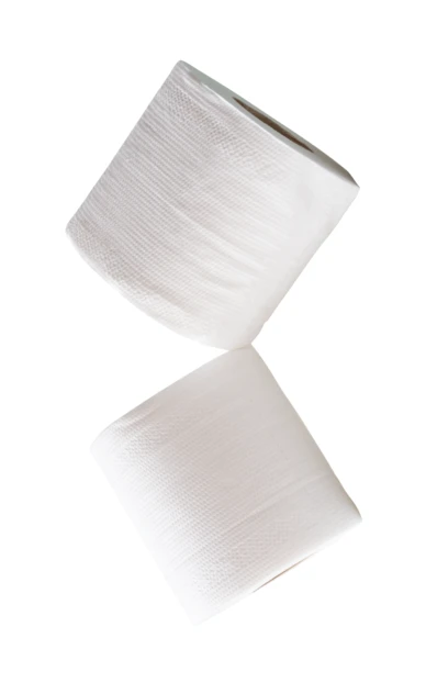Two rolls of soft white toilet paper isolated on white