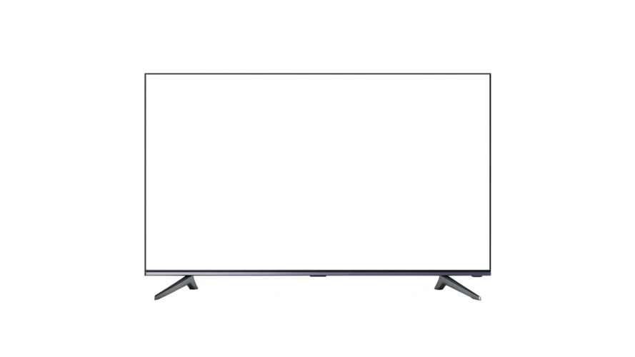 Modern flat screen television with blank white screen mockup