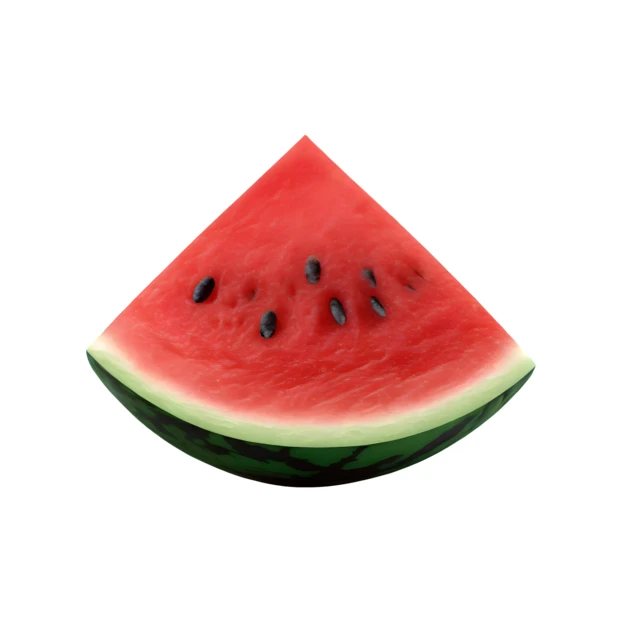 Single triangular slice of ripe watermelon isolated on white