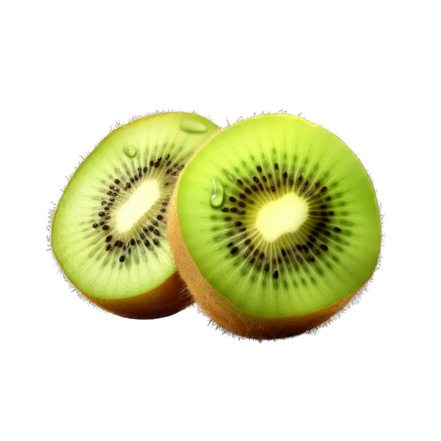 Two halves of a fresh kiwi fruit isolated on white