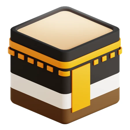 3D stylized Kaaba illustration on white background