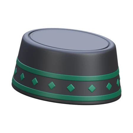 3D songkok cap with green diamond pattern isolated on white
