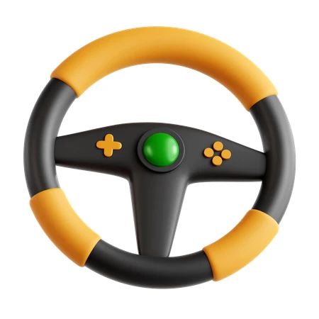 3D gaming steering wheel controller isolated on white background