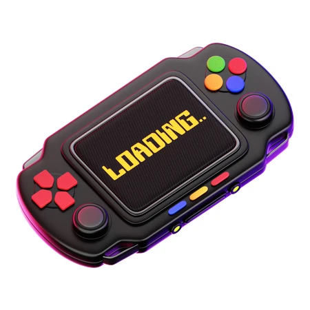 Handheld portable gaming console with loading screen